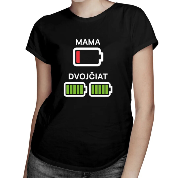 Mama dvojčiat - batéria - dámske tričko s potlačou