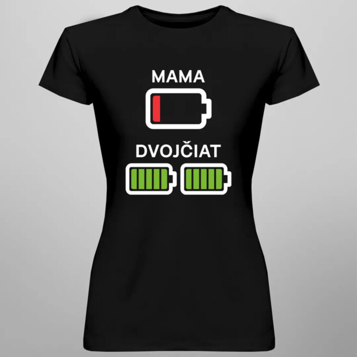 Mama dvojčiat - batéria - dámske tričko s potlačou