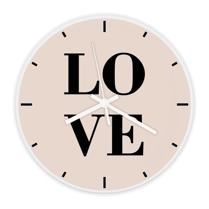 Love - sklenené nástenné hodiny s potlačou