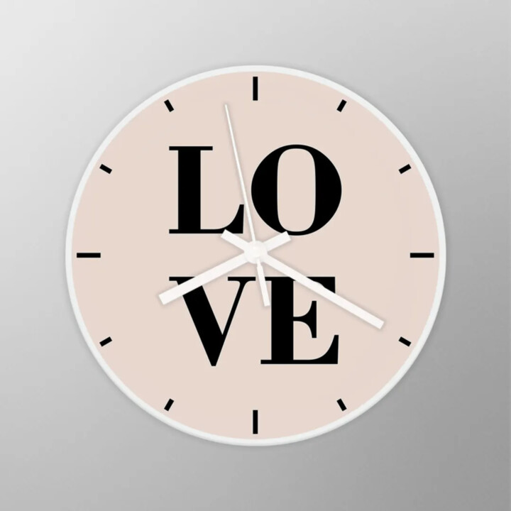 Love - sklenené nástenné hodiny s potlačou