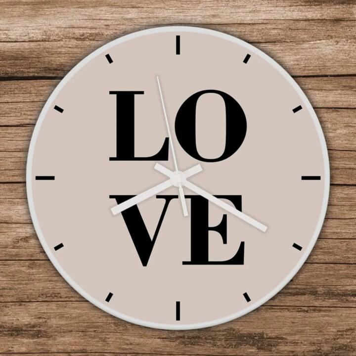 Love - sklenené nástenné hodiny s potlačou