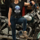 Zrodená pre jazdu na motorke, nútená k práci - dámske tričko s potlačou