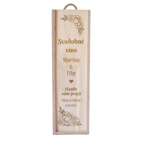 Svadobné víno - personalizovaný produkt - krabica na víno s gravírovaním