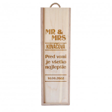 MR & MRS (priezvisko) - personalizovaný produkt - krabica na víno s gravírovaním