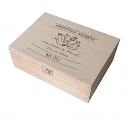 Aromatická krabička na čaj (mená + dátum) - personalizovaný produkt - drevený box na čaj s gravírovaním