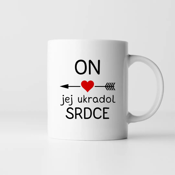 ON jej ukradol srdce - keramický hrnček s potlačou