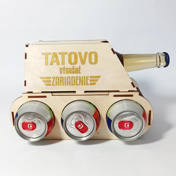 Tatovo výbušné zariadenie - tank na pivo s gravírovaním
