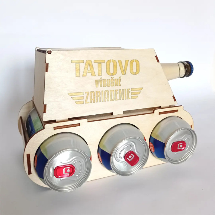 Tatovo výbušné zariadenie - tank na pivo s gravírovaním