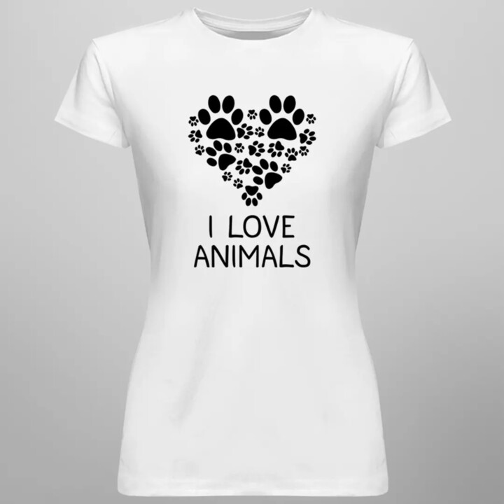 I love animals - dámske tričko s potlačou