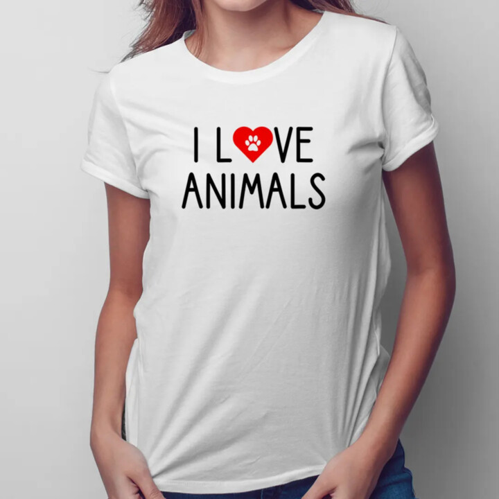 I love animals v2 - dámske tričko s potlačou
