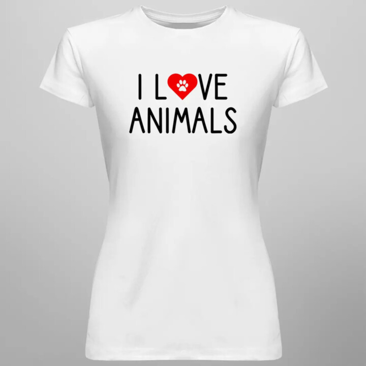 I love animals v2 - dámske tričko s potlačou