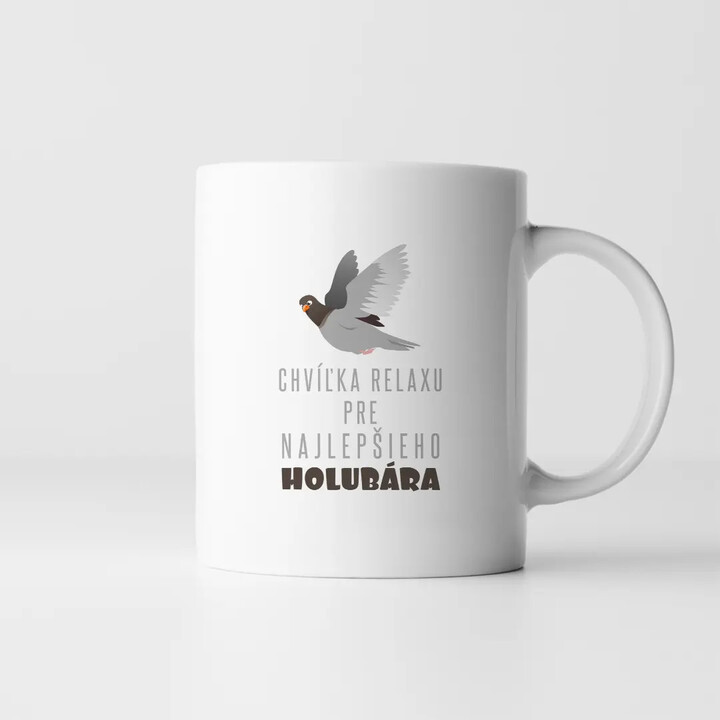 Chvíľka relaxu pre najlepšieho holubára - keramický hrnček s potlačou