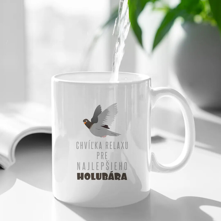 Chvíľka relaxu pre najlepšieho holubára - keramický hrnček s potlačou