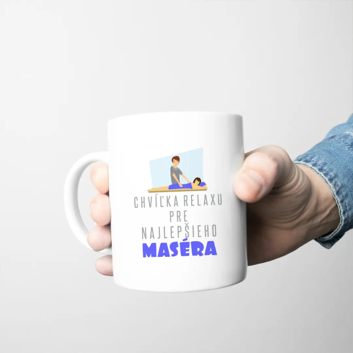 Chvíľka relaxu pre najlepšieho maséra - keramický hrnček s potlačou