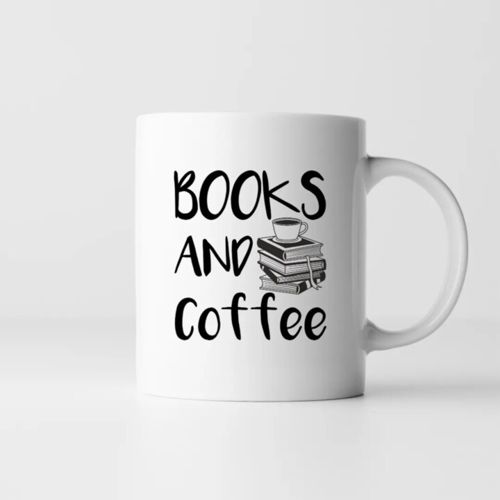 Books and coffee - keramický hrnček s potlačou