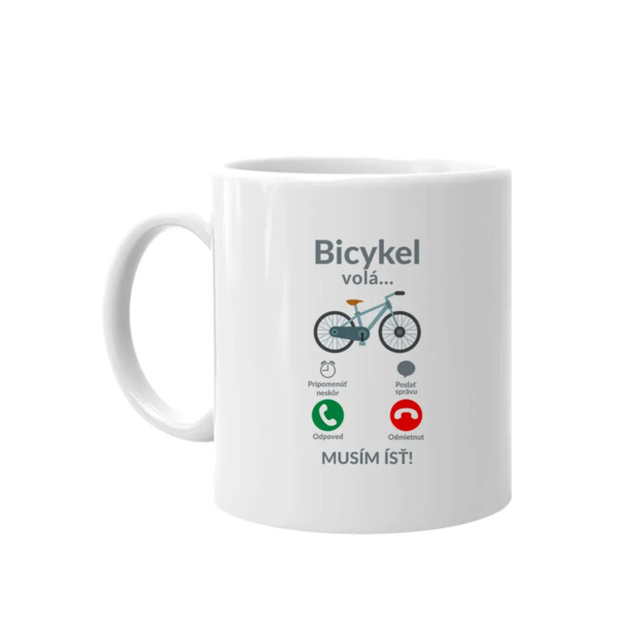 Bicykel volá - musím ísť v2 - keramický hrnček s potlačou