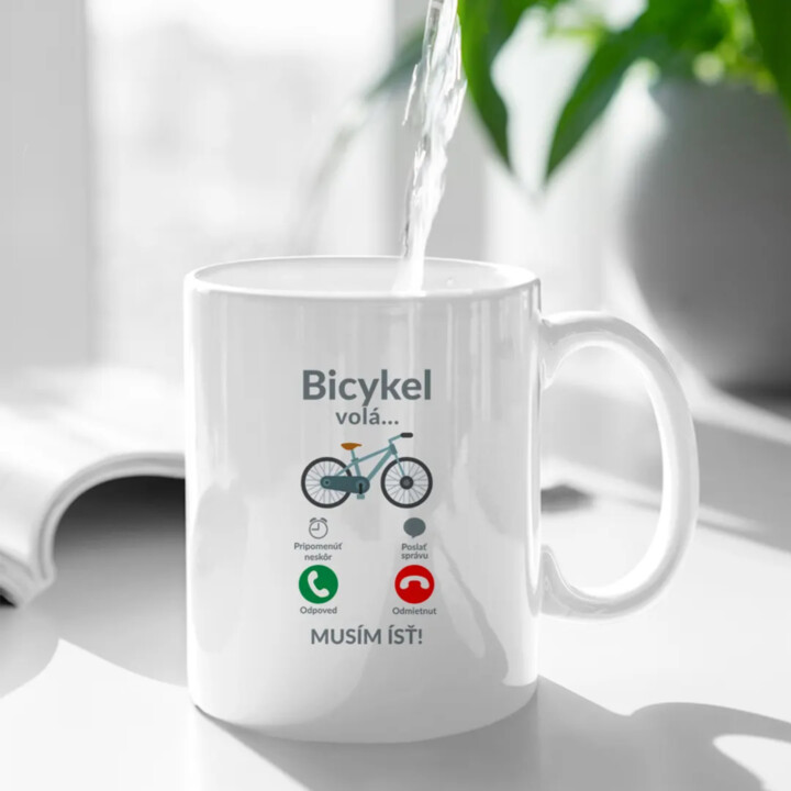 Bicykel volá - musím ísť v2 - keramický hrnček s potlačou
