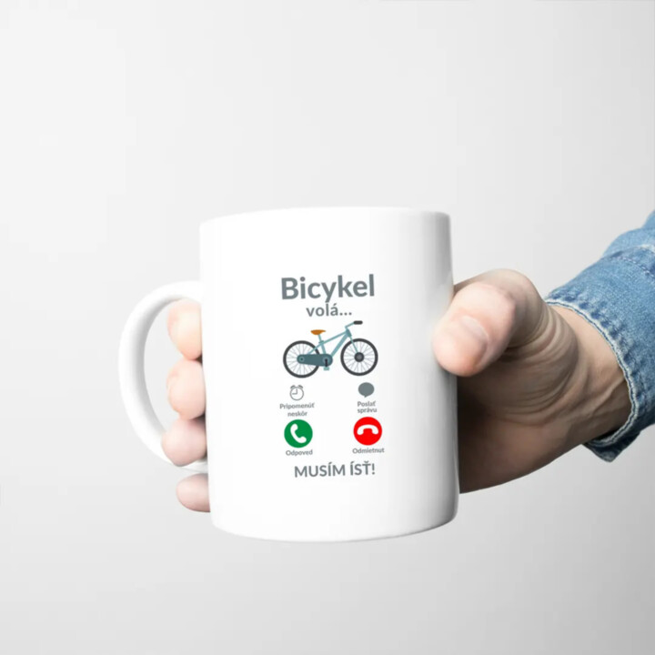 Bicykel volá - musím ísť v2 - keramický hrnček s potlačou