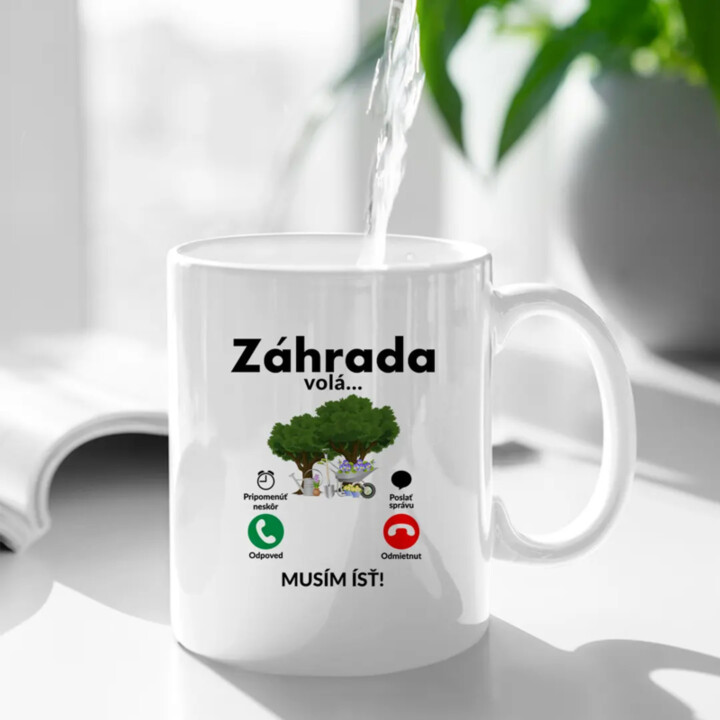 Záhrada volá - musím ísť - keramický hrnček s potlačou