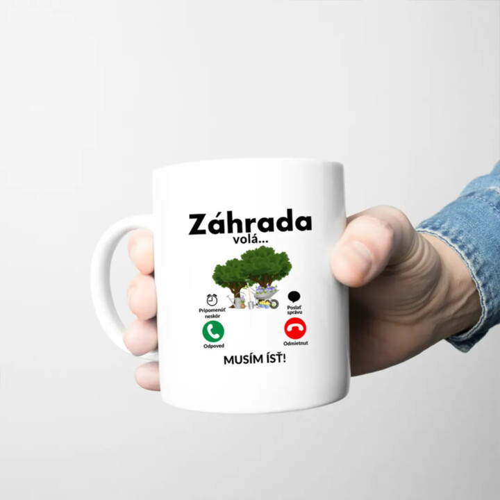 Záhrada volá - musím ísť - keramický hrnček s potlačou