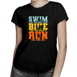 Triathlon - swim, bike, run - dámske tričko s potlačou