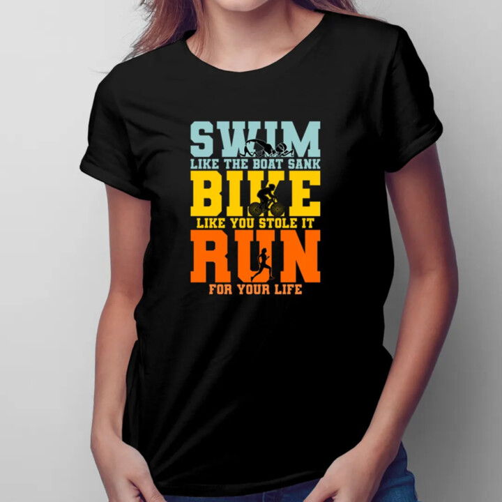 Triathlon - swim, bike, run - dámske tričko s potlačou