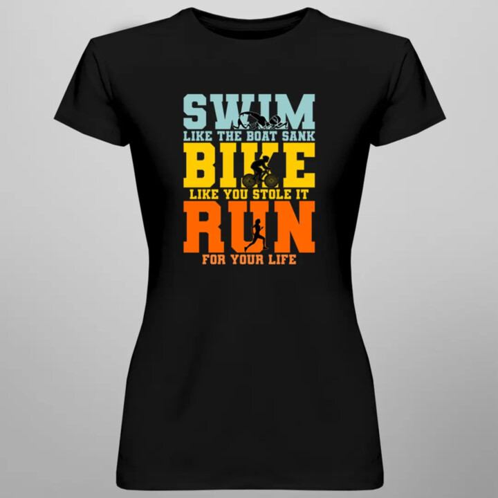Triathlon - swim, bike, run - dámske tričko s potlačou