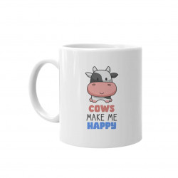 Cows make me happy - keramický hrnček s potlačou