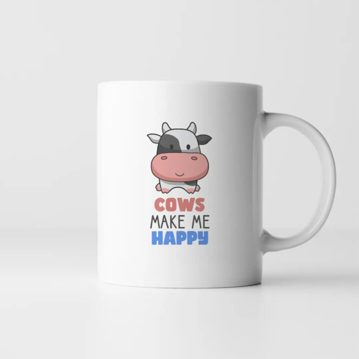 Cows make me happy - keramický hrnček s potlačou