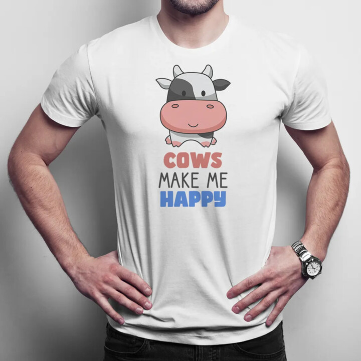 Cows make me happy - pánske tričko s potlačou