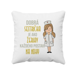 Dobrá sestrička je ako žeriav, každého postaví na nohy - vankúš s potlačou