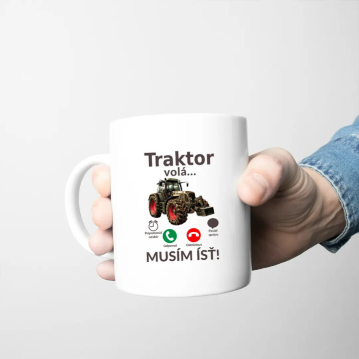 Traktor volá - musím ísť - keramický hrnček s potlačou