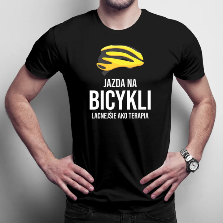 Jazda na bicykli - lacnejšie ako terapia - pánske tričko s potlačou