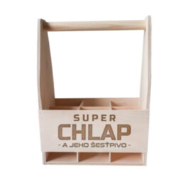 Super chlap a jeho šesťpivo - drevený nosič