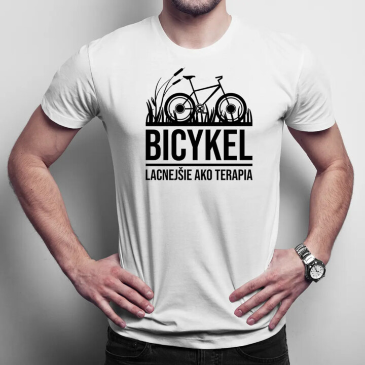 Bicykel - lacnejšie ako terapia - pánske tričko s potlačou