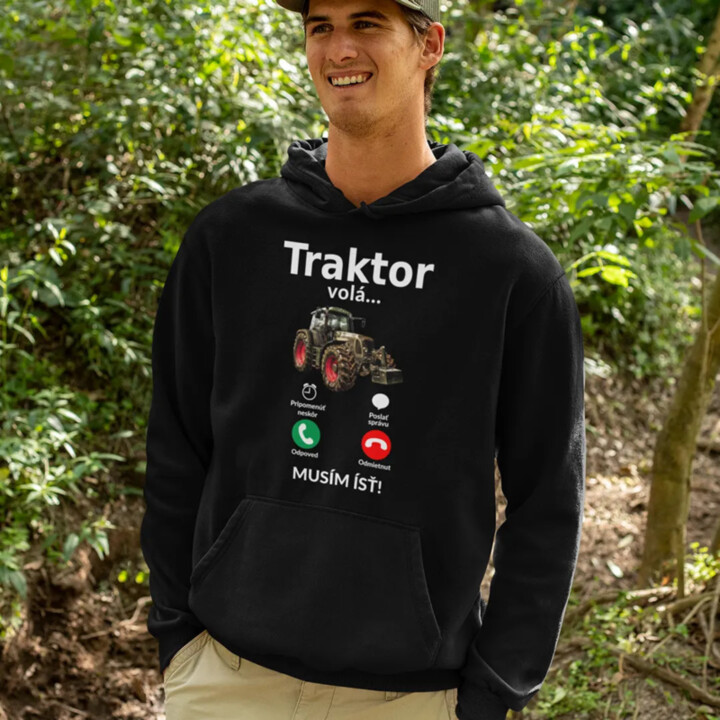 Traktor volá - musím ísť - pánska mikina s kapucňou