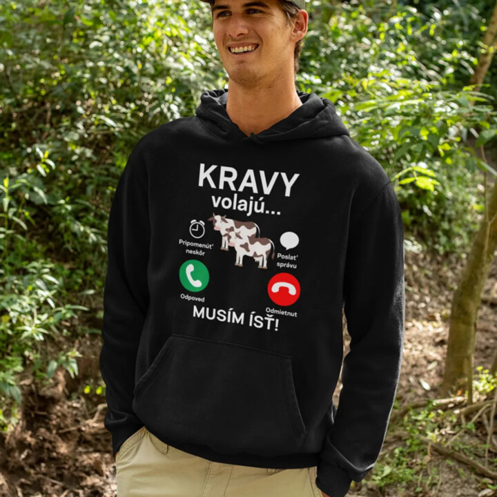 Kravy volajú, musím ísť - pánska mikina s kapucňou
