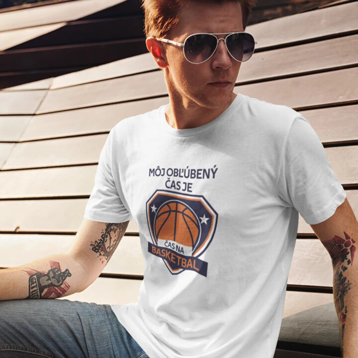 Môj obľúbený čas je: Čas na basketbal - pánske tričko s potlačou