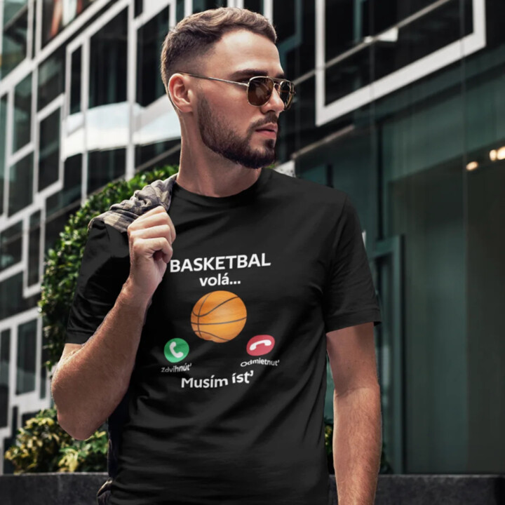 Basketbal volá, musím ísť - pánske tričko s potlačou