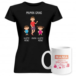 Sada pre mamičku - Mamin Gang / jednotka na špeciálne úlohy - Tričko + keramický hrnček s potlačou