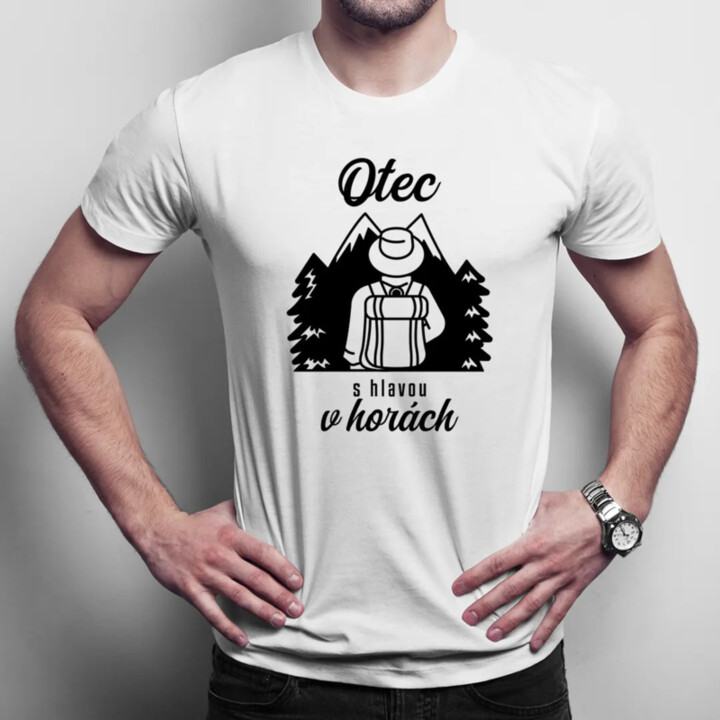 Otec s hlavou v horách - pánske tričko s potlačou