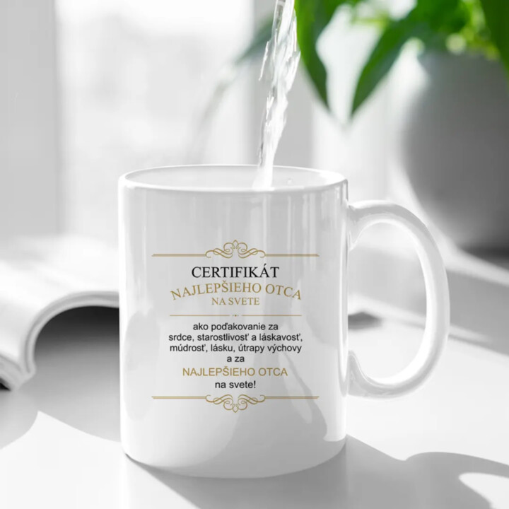 Certifikát najlepšieho otca na svete -  keramický hrnček s potlačou