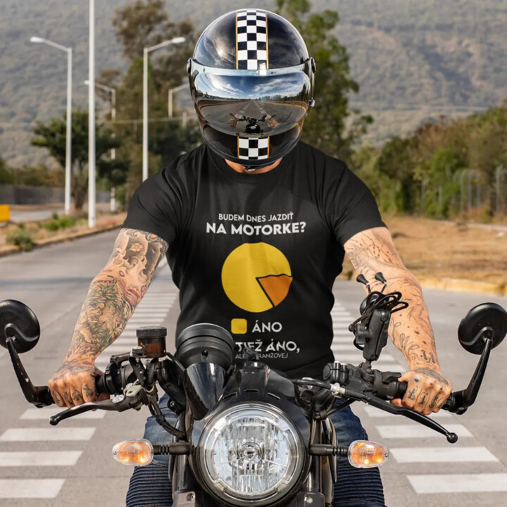 Budem dnes jazdiť na motorke? Áno. Áno, ale v oranžovej - pánske tričko s potlačou