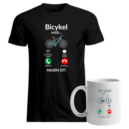 Sada - Bicykel volá - musím ísť v2 - tričko + hrnček s potlačou