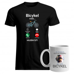 Sada - Bicykel volá - musím ísť v2/Iní potrebujú psychoterapiu, mne stačí bicykel - tričko + hrnček s potlačou