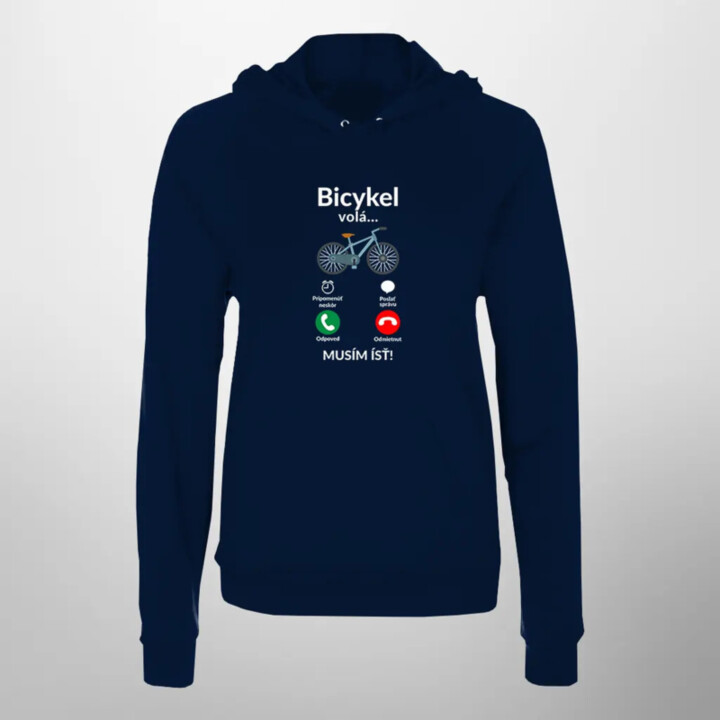 Bicykel volá - musím ísť  v2 - dámska mikina s kapucňou