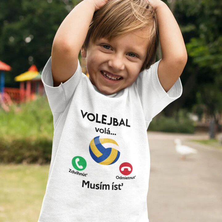 Volejbal volá, musím ísť - detské tričko s potlačou