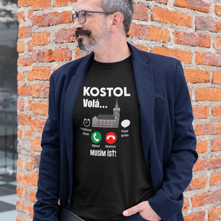 Kostol volá, musím ísť - pánske tričko s potlačou