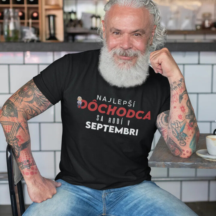 Najlepší dôchodca sa rodí v septembri - pánske tričko s potlačou
