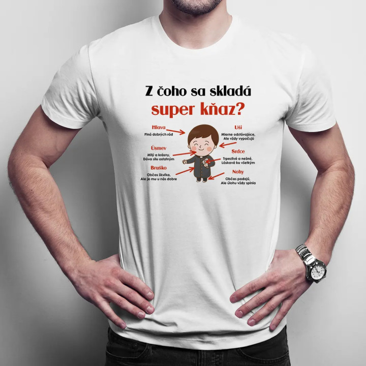 Z čoho sa skladá super kňaz? - pánske tričko s potlačou